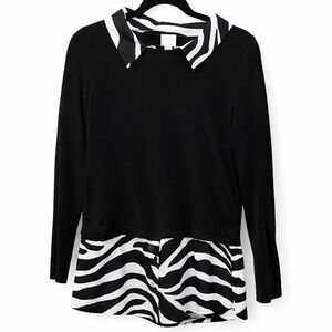 CHICO’S Sena Zebra Print Lightweight Pullover Sweater Size 0